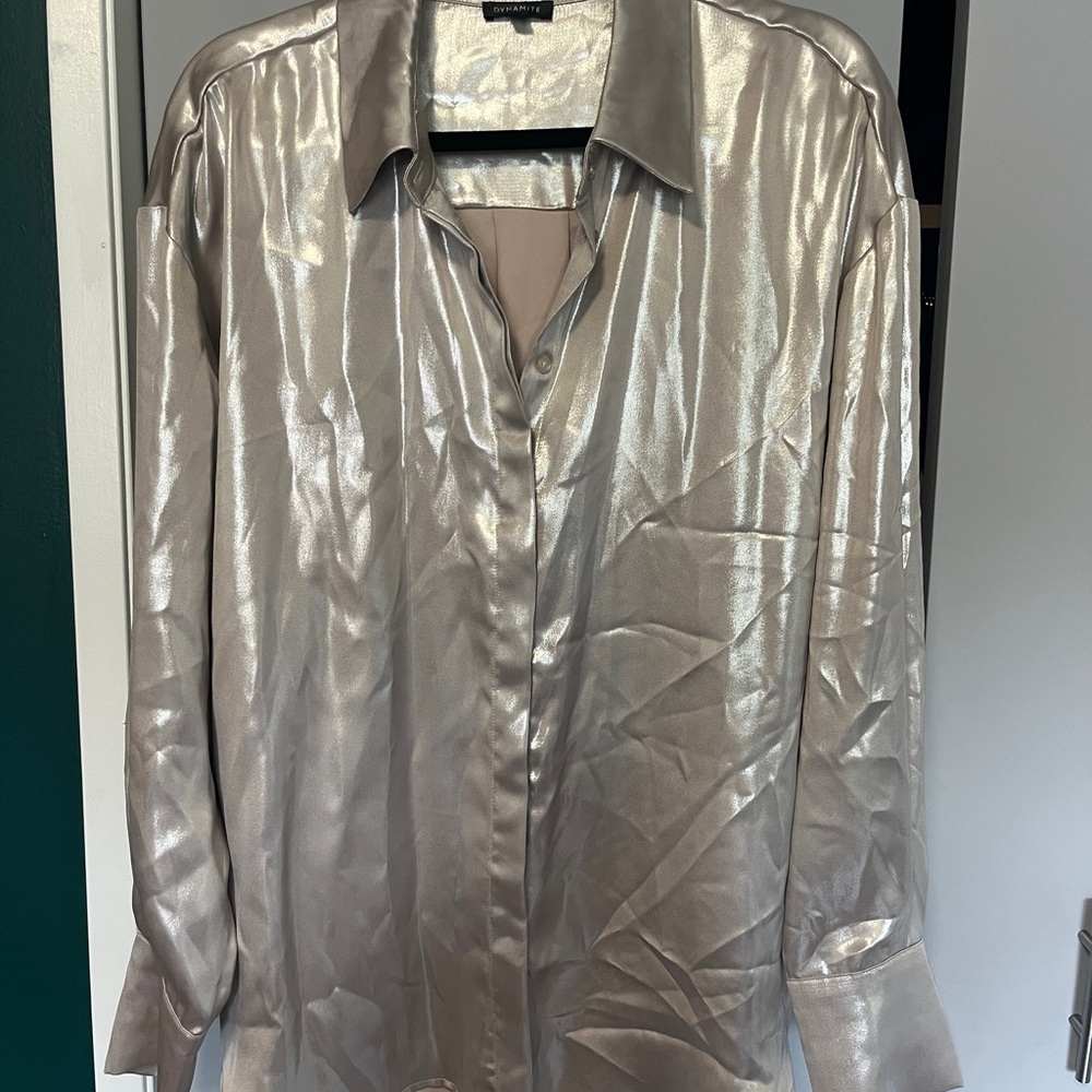 Dynamite Shimmering Silver Blouse